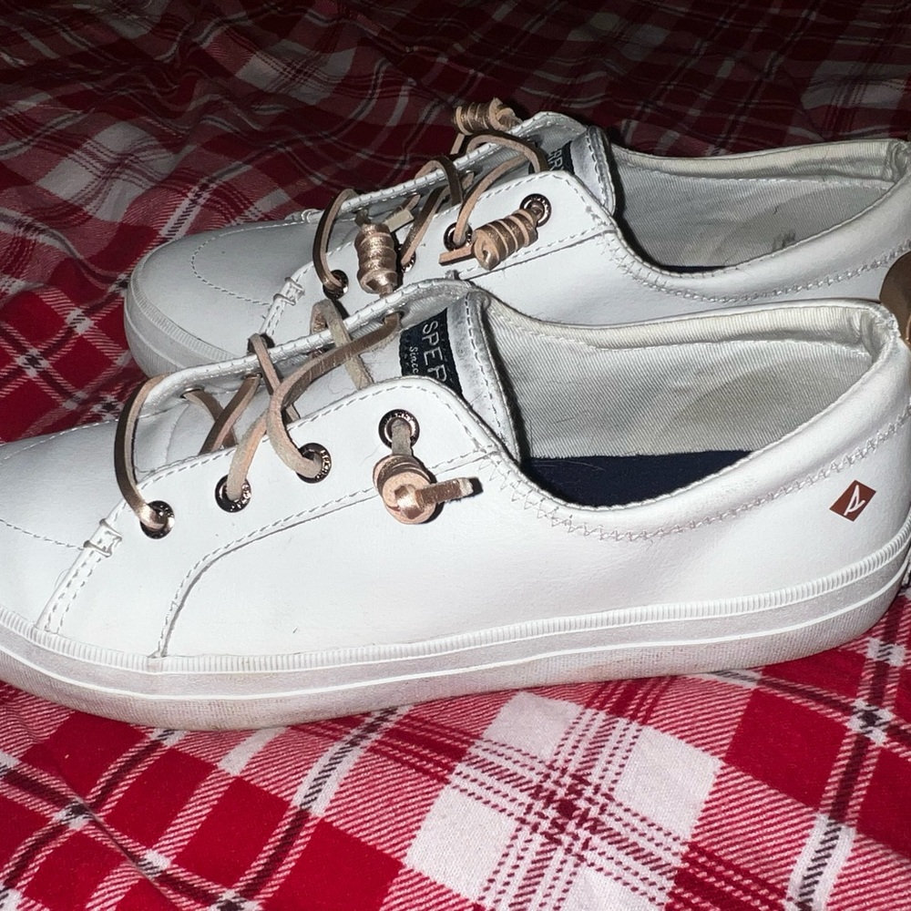 Sperry White Leather Boat Shoes